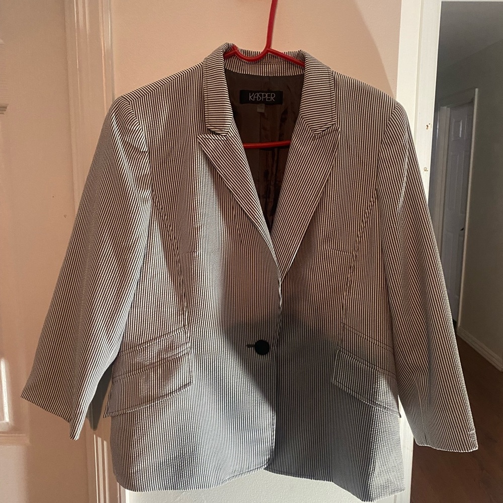 Blue and white pin stripe blazer